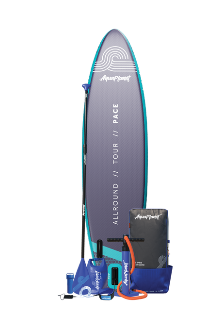 Aquaplanet PACE 10’6″ Inflatable Paddle Board Package - Teal/Midnight