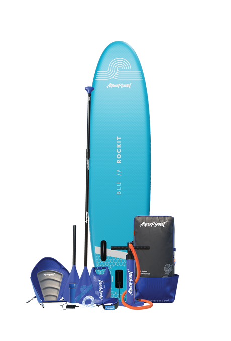 Aquaplanet ROCKIT 10’2" Inflatable Paddle Board/Kayak Package - Blue