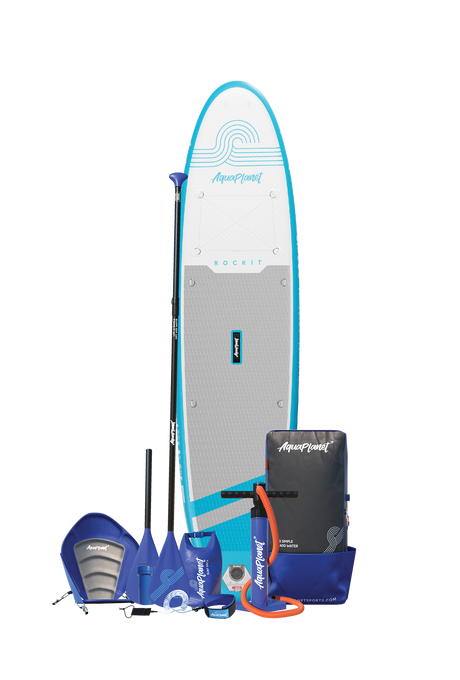 Aquaplanet ROCKIT 10’2" Inflatable Paddle Board/Kayak Package - Blue