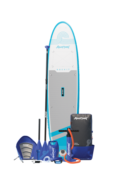 Aquaplanet ROCKIT 10’2" Inflatable Paddle Board/Kayak Package - Blue