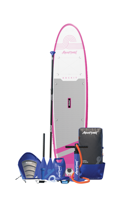 Aquaplanet ROCKIT 10’2" Inflatable Paddle Board/Kayak Package - Pink