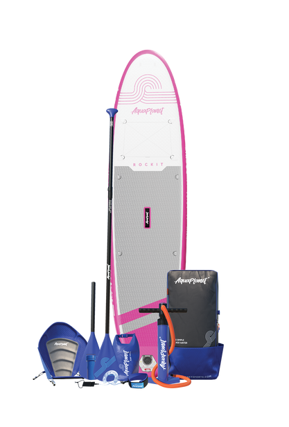 Aquaplanet ROCKIT 10’2" Inflatable Paddle Board/Kayak Package - Pink