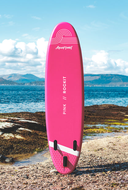 Aquaplanet ROCKIT 10’2" Inflatable Paddle Board/Kayak Package - Pink